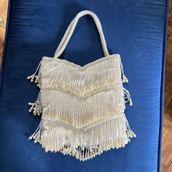 Handbags - Satin Beaded Evening Bag Purse-EUC
